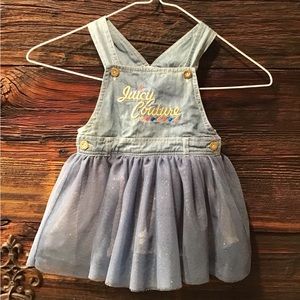 Juicy Couture Denim Overall Dress Light Wash Sparkle Tulle TuTu Skirt 18M